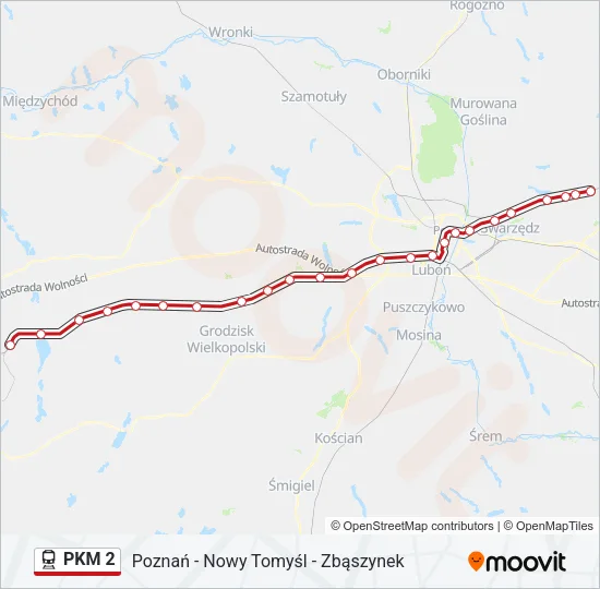Поезд PKM 2: карта маршрута