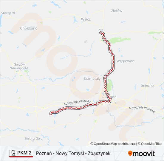 Поезд PKM 2: карта маршрута