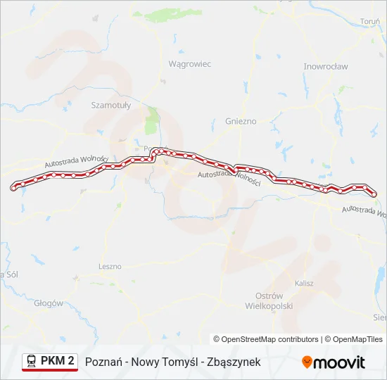 Поезд PKM 2: карта маршрута