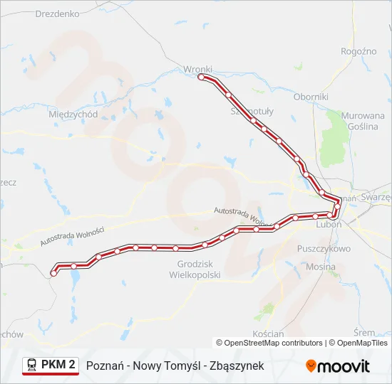 Поезд PKM 2: карта маршрута