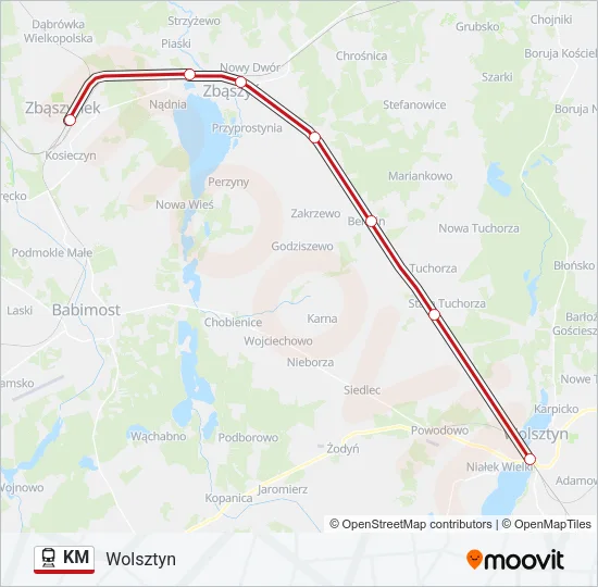Поезд KM: карта маршрута