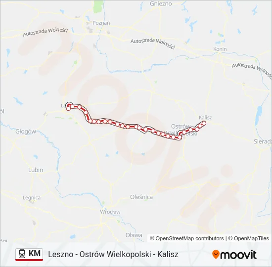 Поезд KM: карта маршрута