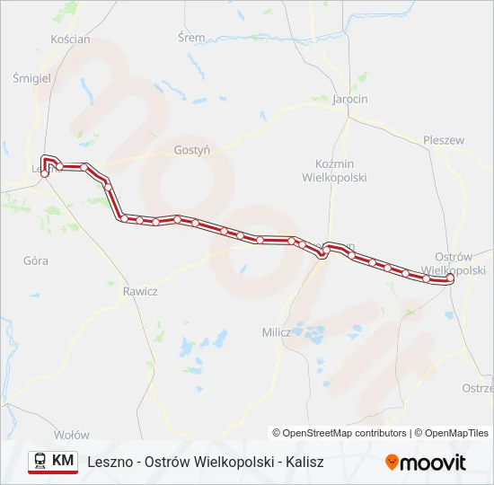 Поезд KM: карта маршрута