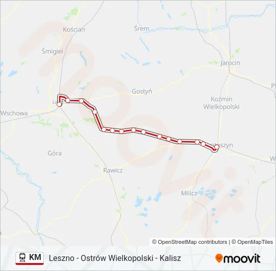 Поезд KM: карта маршрута