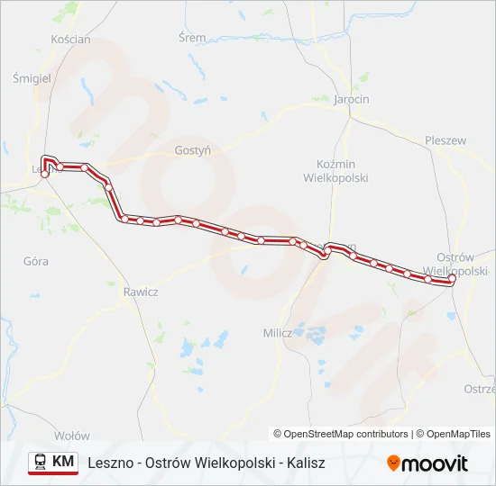 Поезд KM: карта маршрута