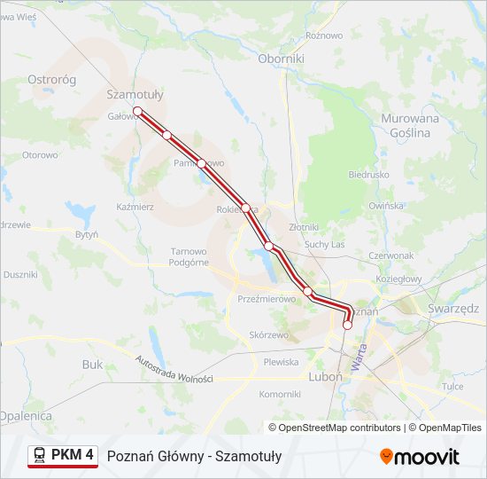 Mapa linii kolej PKM 4