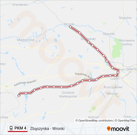 Поезд PKM 4: карта маршрута