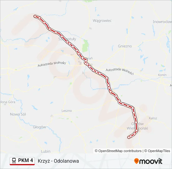 Поезд PKM 4: карта маршрута
