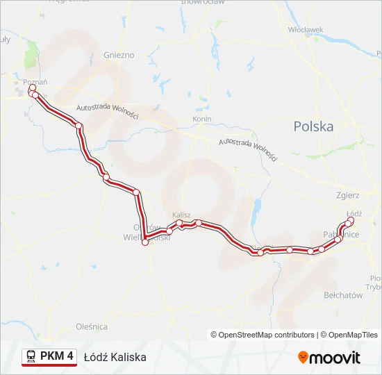Поезд PKM 4: карта маршрута