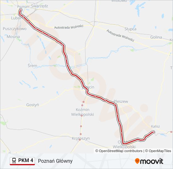 Поезд PKM 4: карта маршрута