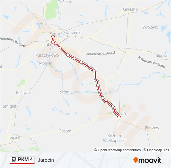 Поезд PKM 4: карта маршрута