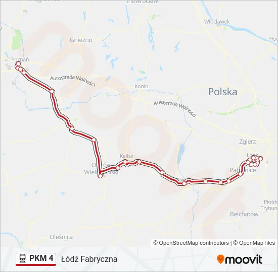 Поезд PKM 4: карта маршрута