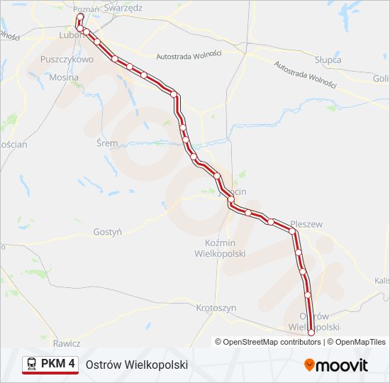 Поезд PKM 4: карта маршрута