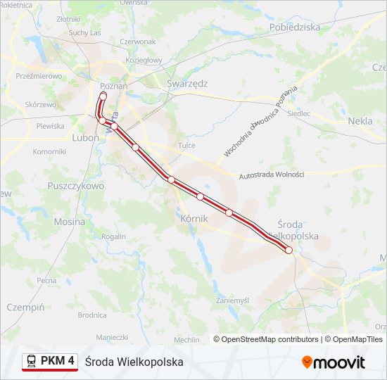 Поезд PKM 4: карта маршрута