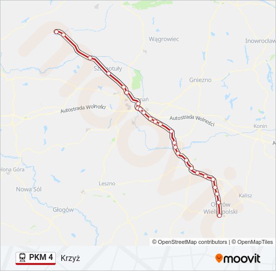 Поезд PKM 4: карта маршрута