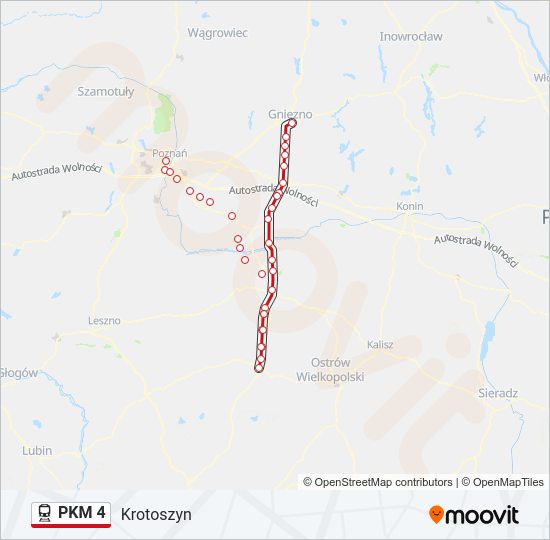 Mapa linii kolej PKM 4