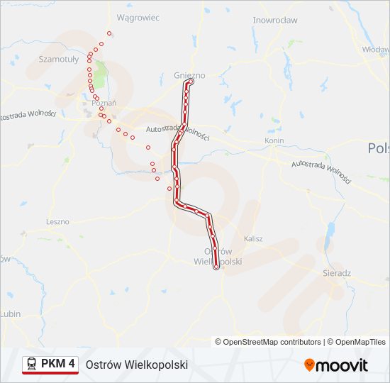 Поезд PKM 4: карта маршрута