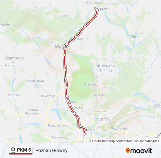 Поезд PKM 5: карта маршрута
