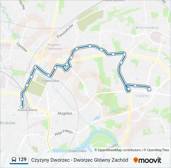 Автобус 129: карта маршрута