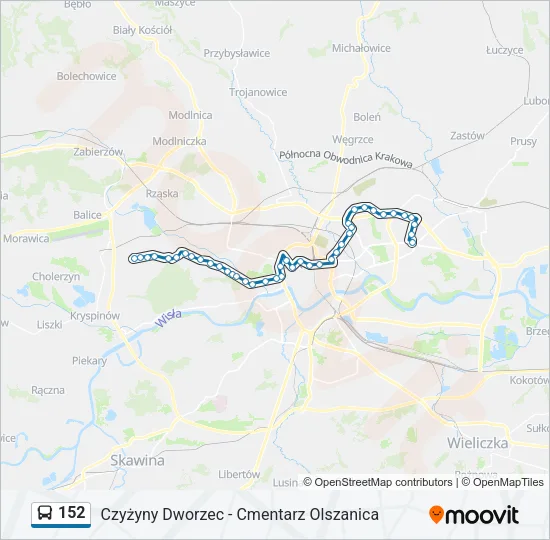 Автобус 152: карта маршрута