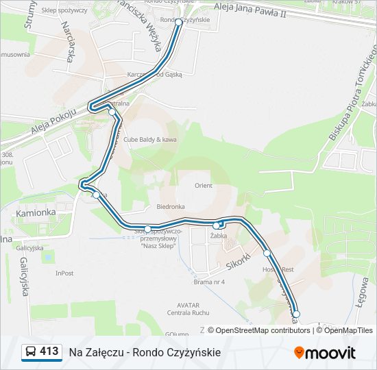 413 bus Line Map