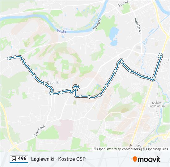 496 bus Line Map