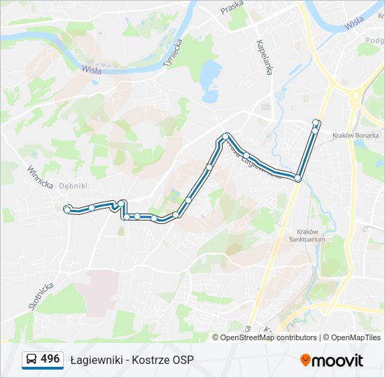 496 bus Line Map