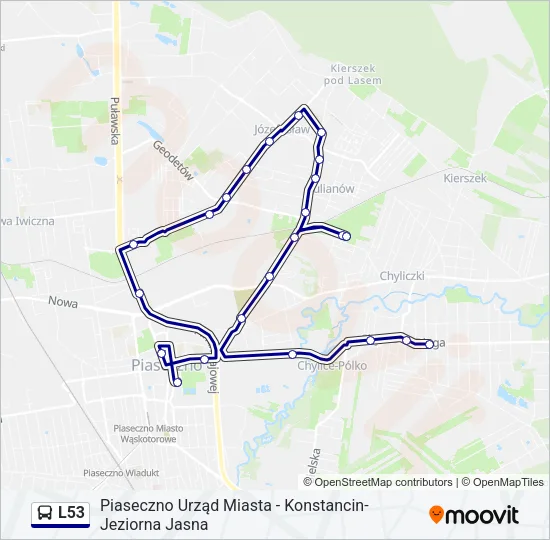 Автобус L53: карта маршрута