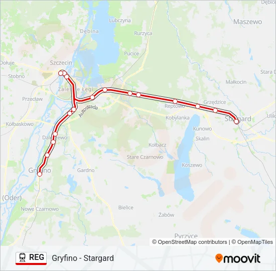 Поезд REG: карта маршрута