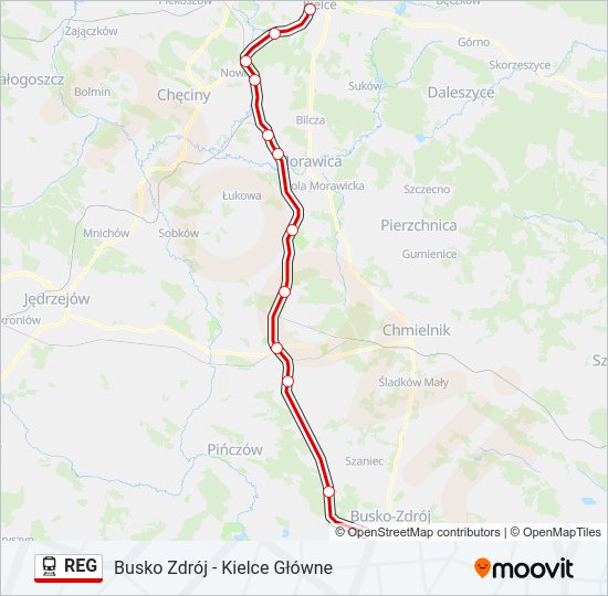 Поезд REG: карта маршрута