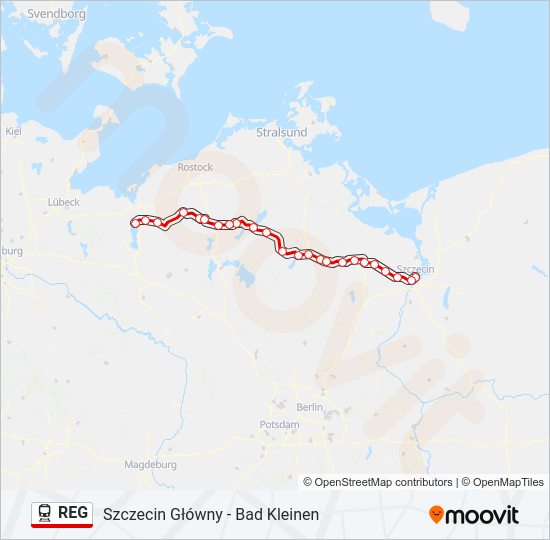 Поезд REG: карта маршрута