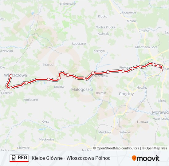 Поезд REG: карта маршрута