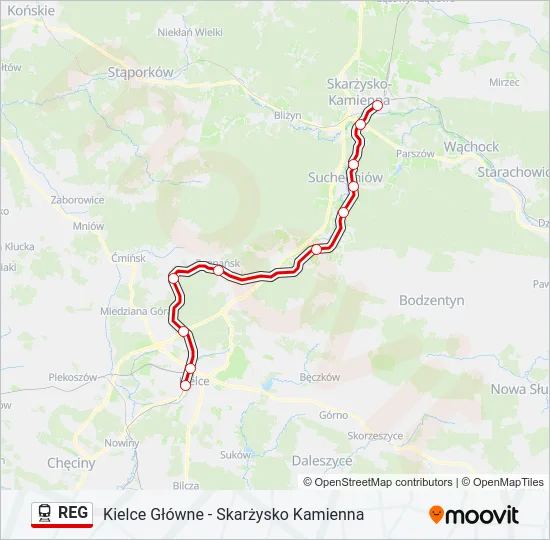 Поезд REG: карта маршрута