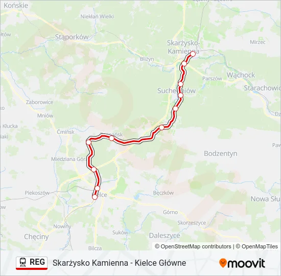 Поезд REG: карта маршрута