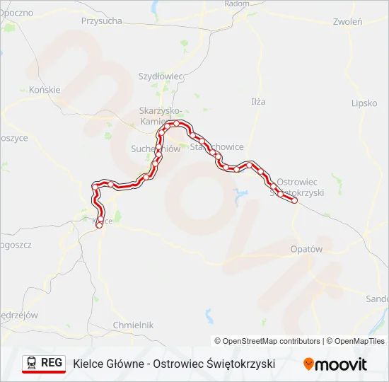 Поезд REG: карта маршрута