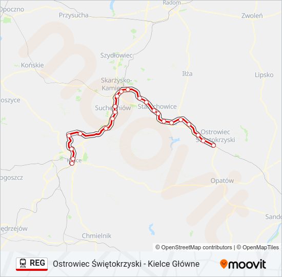 Поезд REG: карта маршрута