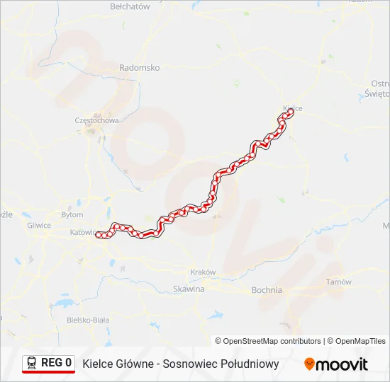 Поезд REG 0: карта маршрута