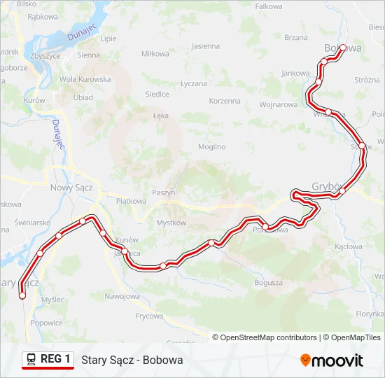REG 1 Train Line Map