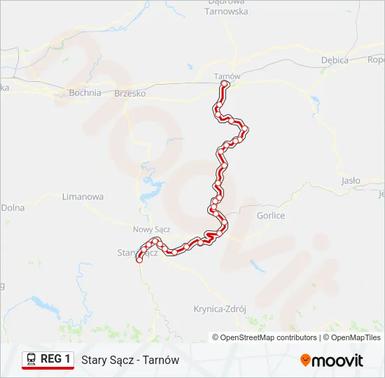 REG 1 Train Line Map