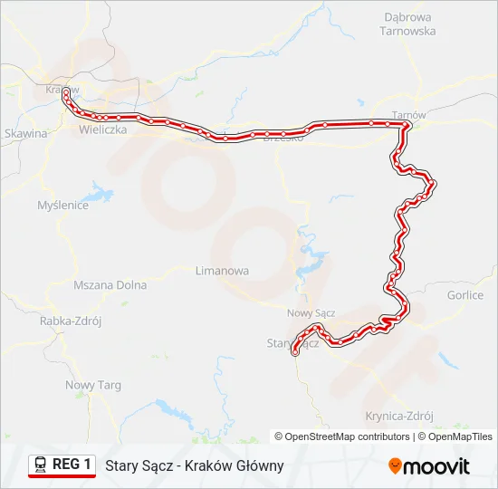 REG 1 Train Line Map