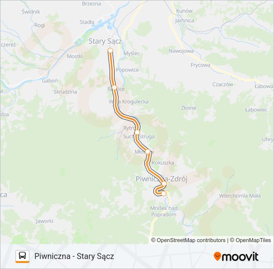 Mapa linii autobus ZKA REG 0