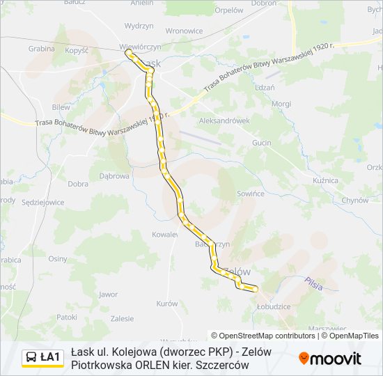 ŁA1 bus Line Map