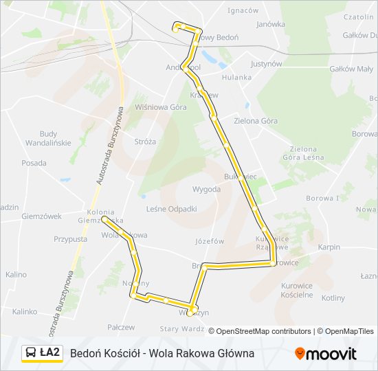 ŁA2 bus Line Map