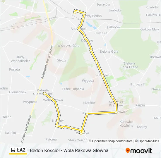 ŁA2 Bus Line Map