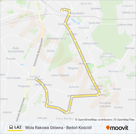 ŁA2 bus Line Map