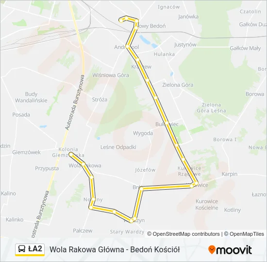 ŁA2 Bus Line Map