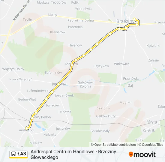 ŁA3 Bus Line Map