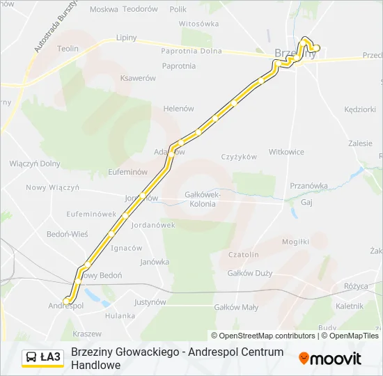 ŁA3 Bus Line Map