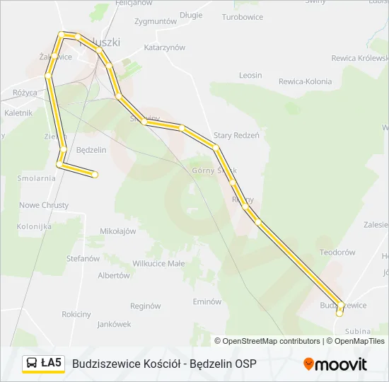ŁA5 Bus Line Map