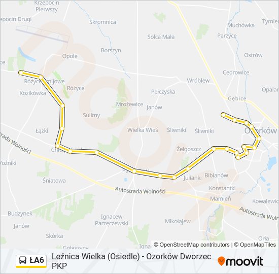 ŁA6 bus Line Map